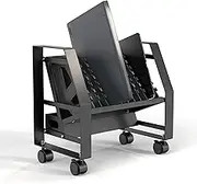 MOOFI Laptop Charging Cart with Wheel - Black Steel & Plastic Portable Rectangular Base - Caster Wheels - Accommodates Laptops, Tablets, Chromebooks & More
