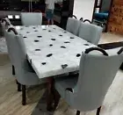 White Agate Dining Table Top with White Agate Epoxy Restaurant Table for Hotel