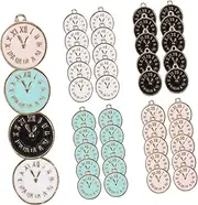 [COHEALI] Diy Jewelry Making Charms Kit 40pcs Clock Charms Open Bezel Pendants for Necklace and Bracelet