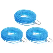 Portable Clothesline, 9.84ft Nylon Windproof Non-Slip Washing Line, Blue 3Pcs