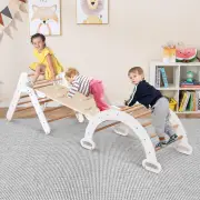 Costway7-in-1 Wood Triangle Climbing Toys for Toddlers-White