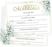 Greenery Marriage Certificates with Gold Foil Edges - 11 x 8.5 Inch Blank Certificates for Wedding Ceremonies and Proposals - 24 Pcs