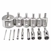 15Pcs 3-45Mm Diamond Coated Core Hole Saw Drill Bit For Marble Tile