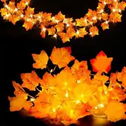 Fall Decor Lighted Fall Garland,Total 16.4ft 40 LED Thanksgiving Decor Halloween String Lights,Friendsgiving Gift Thanksgiving Decorations for Home Holiday Autumn Garland Indoor (2 Pack)