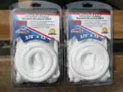 2 NEW 3/8" x 15' Double Braid White MFP Dock Lines, FLOATING Boat Mooring Rope
