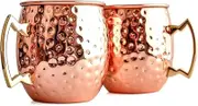 Nature Blaze HAMMERED MUG Pure Copper Cocktail Glasses, Wine Glasses, Shot Glasses, Capacity – 18.5 Ounce (Hammered Mug, PACK OF 2)