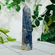 632g Natural Sodalite Quartz Obelisk Crystal Wand Point Reiki Healing Tower