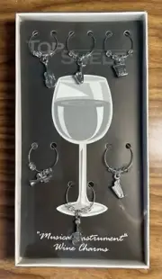 SET OF 6 - MUSICAL INSTRUMENT WINE CHARMS BY TOP SHELF (DILLARDS EXCLUSIVE) NIB