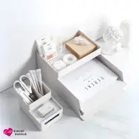 在飛比找momo購物網優惠-【Cap】可疊加日式桌面收納盒-5件套組(A4收納盒x2、A