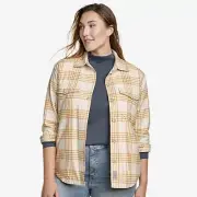 Eddie Bauer Womens Flannel Lined PLAID SHIRT JACKET coat SHACKET L or XL TALL