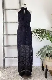 Sass & Bide Midnight Textured Halter-Neck Event Gown Dress - Size 8 - BNWT $755