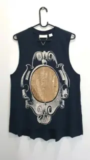 Sass & Bide Black Gold Sequins Bad Apple Muscle Tank Top XS 6 8 10 12 RRP220 NEW