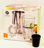 Libbey 3pc Cocktail Mixing Shaker Set w/ Bonus Shot Glass