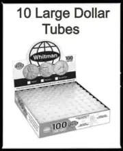 10 Crystal Clear Round Tubes For Large Dollar Coins Storage Whitman/ Harris USA