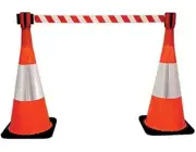 GLOBAL SPILL Retractable Cone Top Barrier Tape 2.8Mtrs | Red/White