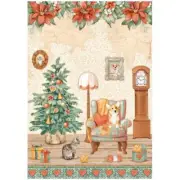 Stamperia Rice Paper Sheet A4-Sweet Room, All Around Christmas - 6 Pack