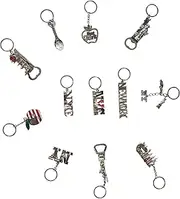 [Spark] 12 Pack NYC Souvenir Collection New York Metal Keychain Ring Bundle Bulk Includes 4pc Bottle Opener,Empire State, Freedom Tower, Statue Of Liberty, USA Flag,NY Cab, Apple & Moree, Red Blue, Mini