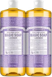 [Dr. Bronner's] Pure Castile Liquid Soap - Organic Oils - 18-in-1 Multi-functional Soap For Humans, Homes & Pets - Lavender Scent - 2x946 ml Bundle
