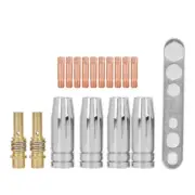 17pcs MB 15AK MIG Welding Torch Contact Tip Holder Conical Nozzle Cup