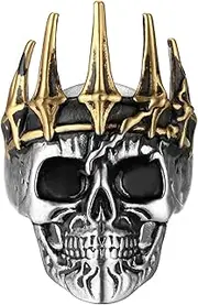HZMAN Men'S Stainless Steel Gothic Vintage Red Eyes Skull Ring Knights Templar Helmet Warrior Ring