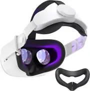 Head Strap & Silicone Face Cover Pad Compatible with Oculus/Meta Quest 2 Accesso