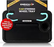 ENRICH UP 2-in-1 Car Steering Wheel Tray - Steering Wheel Desk for Laptop, Multipurpose Car Table for Eating & Work, Adjustable Car Food Tray with Silicone Rings, Travel Tray (Mint)