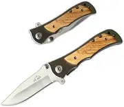 Lightweight Folding Pocket Knife with Stainless Steel Blade & wooden Handle Versatile Tool for Camping, Climbing, Fishing, and Survival (Silver)