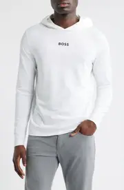 BOSS Scott Logo Hoodie in White at Nordstrom, Size Small
