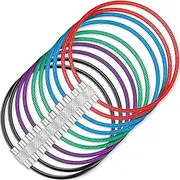 BlueCosto - Wire Keychain Cable (Assorted Colors, 50 PK, 6.7” / 17cm) - Bulk Multipack 2mm Thick Stainless Steel Keyring Wire Loops w/Secure Screw Lock for Hanging Luggage Tags & Organizing Keys