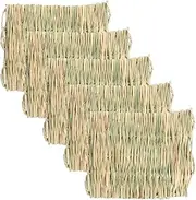 WOONEKY Pet Mat Collection 5pc Bunny Grass Mat Woven Bed Pad Cushion for Small Animals