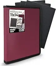 Dunwell Large Art Portfolio 11x14 (Ruby) - Portfolio Folder for Artwork, Portfolio Album Binder, Portfolio Presentation Book with 24 Plastic Sleeves, Display 48 Pages, Art Portfolio Case 11 x 14