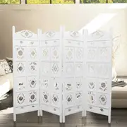 VI Oval Jali Solid Timber 4 Panel Space Dividing Screen