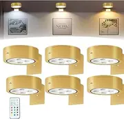 Topveden Picture Lights for Wall with Remote, Wireless Picture Lights for Wall, Topveden No Drill Pictures Lamps, Spotlight Poster, Light Above Pictures Frame (Gold-12 Color,6pcs)