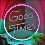 Sign Lamp Good Times Neon Sign Round LED Light USB Powered Circle Night Lamp For Shop Bar Event Pub Wall Decoration 23.9cm×23.9cm