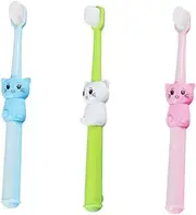 WATIIFUFU Cartoon Cat Toothbrush Boys and Girls 3pcs Soft Bristles Children's Toothbrush Baby Brush Cleaning Brush