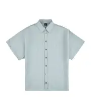 Fay Striped Short Sleeve Shirt M sky-blue