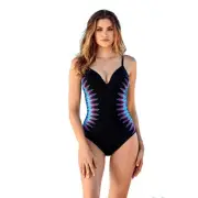 Miraclesuit Marrakech Temptation V-Neckline Underwire Bra Swimsuit, Blue,10