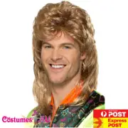 Adult Mens 1980's 80s Jason Brown Mullet Wig 80's 1980s Costume Wigs Dress Party