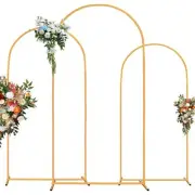 Dovnis Arch Backdrop Stand, Set of 3 Gold Metal Arch Stand Wedding Arch Frame