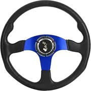 350mm/14in Racing Car Sport Steering Wheel Deep Dish 6 Bolts Universal Modified Accessory Red for Car Interior Upgrade (Blue)