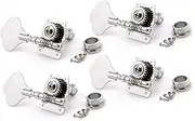 Mikinona 4r Bass Guitar Tuning Pegs Elephant Ear Silver Zinc Alloy 4right Bass Tuners 1:24 Ratio