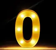 YALLOVE LED Marquee Light Up Number 0 Letter Lights, Warm White Battery Operated Night Lights for Wedding Birthday Christmas Lamp Home Bar Decoration