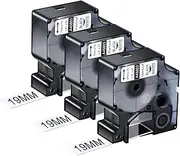NineLeaf 3 Pack Replacement for Dymo D1 45803 S0720830 A45803 19mm x 7m 0.7'' 3/4 inch Black on White Label Tape for LabelManager PnP Wireless LabelPoint 300 350 Label Writer 400 450 Duo Label Maker