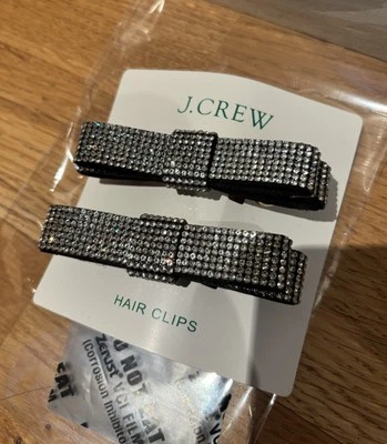 NWT J.Crew Sparkle bow hair clips set-of-two