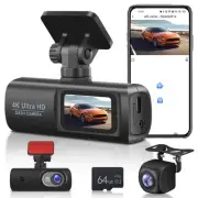 4K Car Camera - Dash Cam Front and Rear - Dual Channel DVR Recorder with WiFi...
