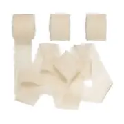 1" x 7Yd Chiffon Silk Ribbon, 3 Rolls Handmade Fringe Fabric, Light Champagne