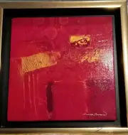 Chuck Calhoun Abstract Painting on Canvas Original Framed Signed