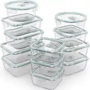 24-Pc Airtight Glass Food Storage Containers - Meal Prep & Microwave Safe