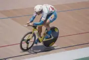 Florian Rousseau of France riding in the Men's 1 KiIometre time tr- Old Photo