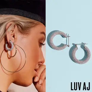 LUV AJ 好萊塢潮牌 銀色鑲鑽 小寬版圓耳環 PAVE BABY AMALFI HOOPS